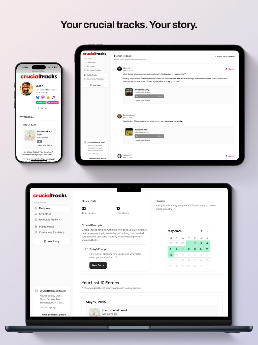 Crucial Tracks the app, the intro post